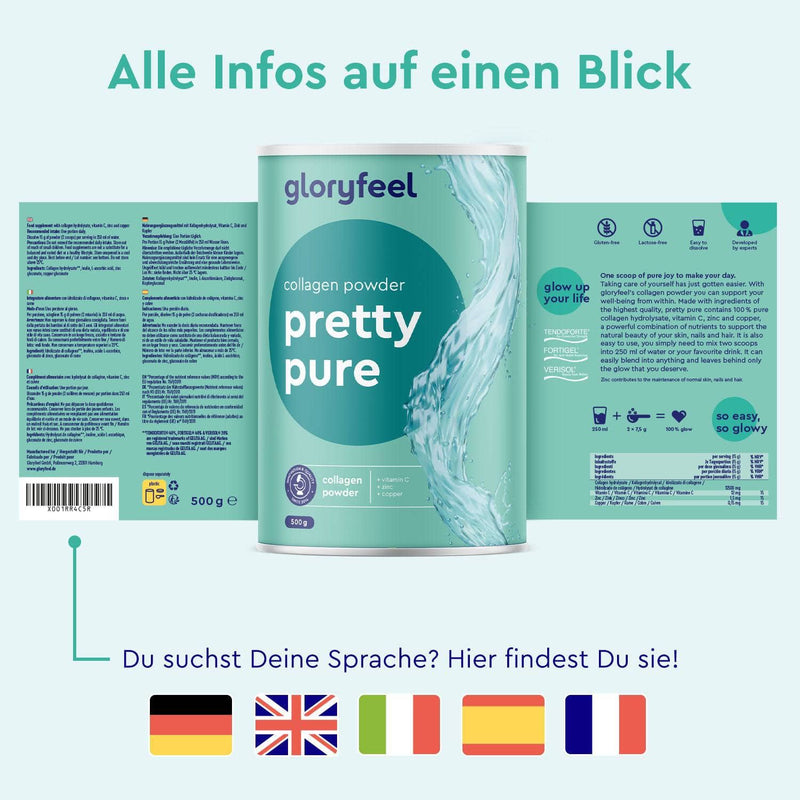 Kollagen Pulver Pretty Pure Sprachen