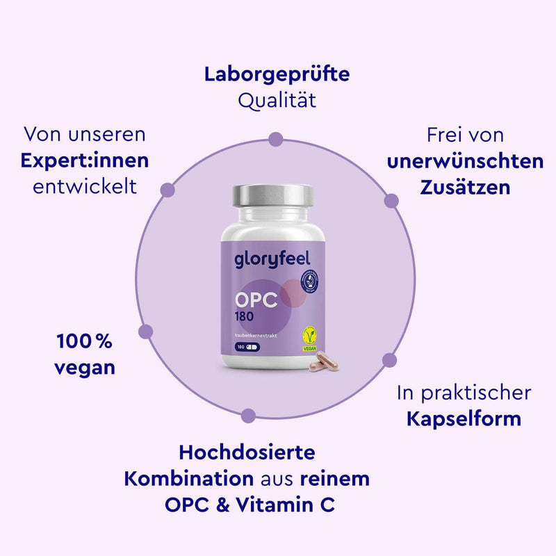 OPC Traubenkernextrakt + Vitamin C 180 Kapseln Eigenschaften