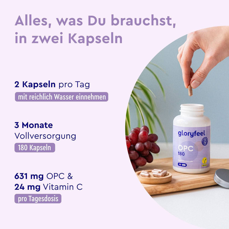 OPC Traubenkernextrakt + Vitamin C 180 Kapseln Einnahme