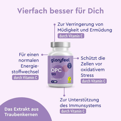 OPC Traubenkernextrakt + Vitamin C 180 Kapseln Wirkung