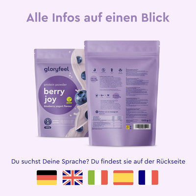 Proteinpulver Blaubeere Joghurt Sprachen