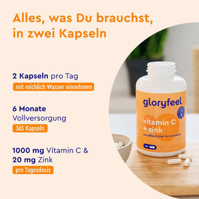 Vitamin C gepuffert + Zink 365 Kapseln Einnahme