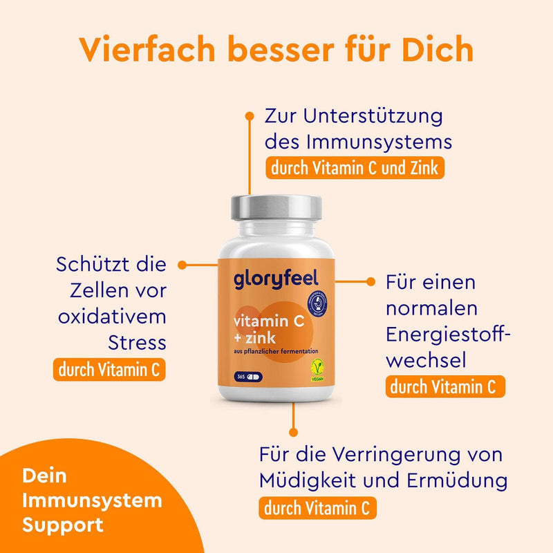 Vitamin C gepuffert + Zink 365 Kapseln  Wirkung