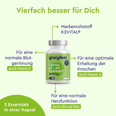 Vitamin D3 + K2 + Omega 3 Kapseln Wirkung